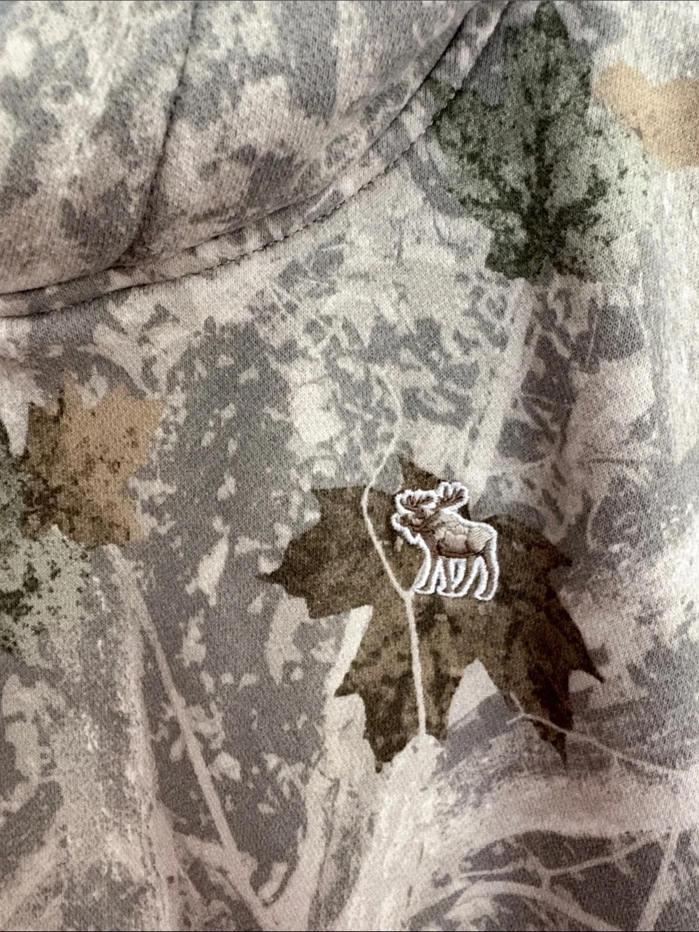 abercrombie kids size 12 Gray camo Sweatshirt hoodie with leaves in brown/green
